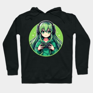 Green Cute Gamer Girl Hoodie
